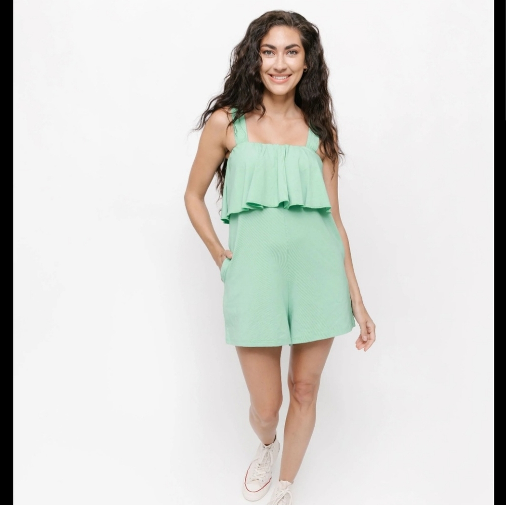 Smash + Tess Green Ruffle Jumpsuit